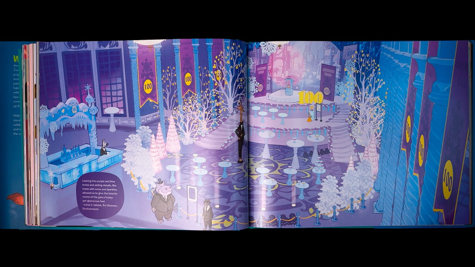 Zootopia 2 book spread — the Zootennial Gala